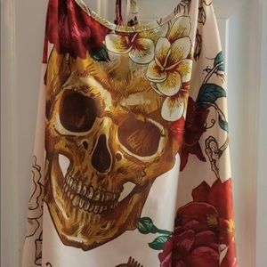 Skull And Flowers Tank Top Camisole 2X